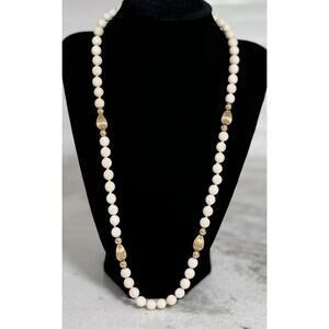 Vintage 14k Gold Balls & Angel Skin Coral Beaded Necklace 24 in